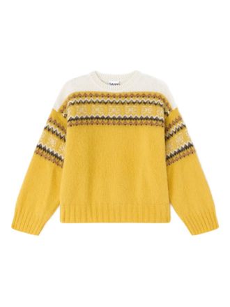 Ganni patterned sweater - women - Fabric - S - Yellow