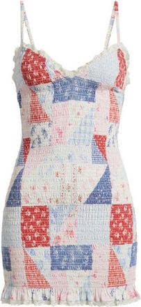 LoveShackFancy Solier Patchwork Cotton Minidress in Blueberry Sundae at Nordstrom, Size X-Large