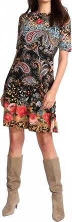 Johnny Was Janie Favorite Elbow Sleeve Mock Neck Dress In Leto