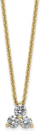 Diamond2Deal 14K Gold 3/8 Ct Lab Grown Diamond Three Stone Necklace 18 Clarity VS, Color D-E