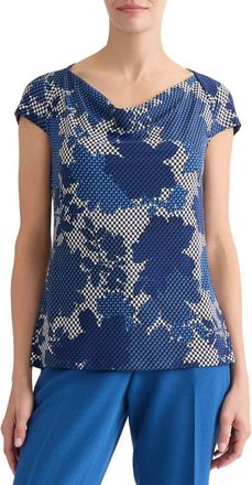 Kasper Floral Print Cowl Neck Top in Vanilla Ice Multi at Nordstrom, Size X-Large