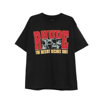 Rhude Tops, Heren, Zwart, L, Katoen, T-shirt