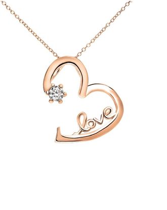 Genevive 18K Rose Gold Plated Cz Love Pendant
