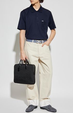 Ferragamo Polo With Pocket, Mens, Navy Blue