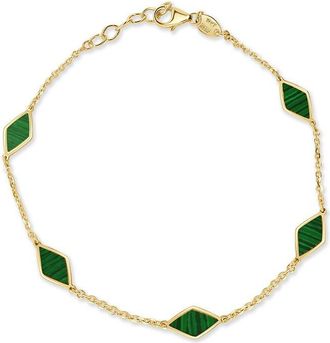 Italian Gold, Inc 14K Malachite Station Chain Bracelet