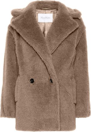 Max Mara Espero faux-fur double-breasted coat - women - Virgin Wool/Alpaca/Viscose/Silk - L - Brown