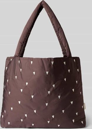 Studio Noos Handtasche mit Allover-Motiv-Stitching Modell Mom in Dunkelbraun, Gr&ouml;&szlig;e 1