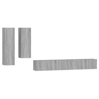vidaXL Vidaxl - Set De Muebles Para Tv 4 Pzas Madera Contrachapada Gris Sonoma