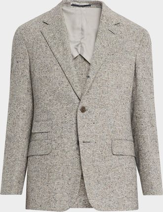 Dunhill Mens Wool Tweed Donegal Single-Breasted Sport Coat