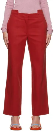 【送料&関税込】J.W. Anderson Red Velvet Pant JW Anderson Red Straight Leg Pant for Women Online USA at