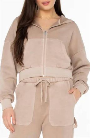 Roxy Sahara Vibes Zip Hoodie In Warm Taupe