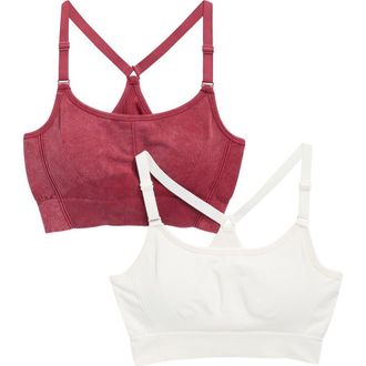 90 Degree by Reflex 2-Pack Washed Seamless Sports Bras in Tibetan Red/Sugar Swizzle at Nordstrom Rack, Size X-Large
