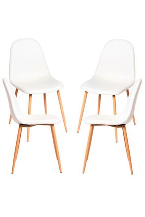 Regalos Miguel Packs Sillas Comedor - Pack 4 Sillas Teok Polipiel - Blanco