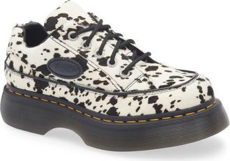 Dr. Martens Buzz 5i Genuine Calf Hair Platform Oxford in Cream And Black Calf Hair at Nordstrom, Size 10Us