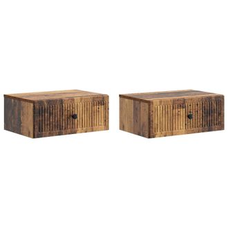 vidaXL Armario De Noche 2 Pcs Madera Envejecida 49 X 34,5 X 20 Cm Vidaxl