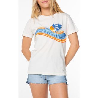 Roxy Wave Stripe Graphic T-Shirt in Egret Wave Stripe at Nordstrom, Size X-Small