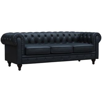 Habitat et Jardin Sof&aacute; Chesterfield aliza 3 Plazas - Negro
