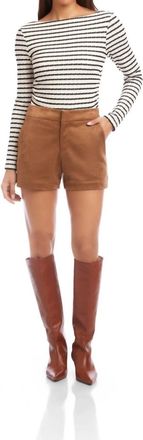 Fifteen Twenty Faux Suede Modern Shorts In Cognac