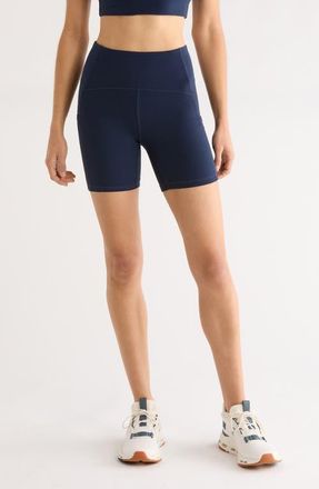 Zella Studio Luxe Pocket Bike Shorts in Navy Sapphire at Nordstrom, Size Xx-Large
