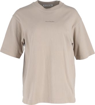 Acne Studios Logo T-shirt in Beige Cotton