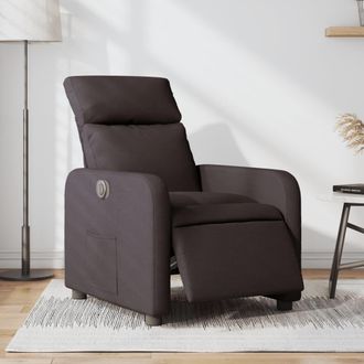 vidaXL Sill&oacute;n Reclinable El&eacute;ctrico Tela Marr&oacute;n Oscuro Vidaxl