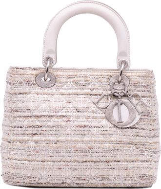 Dior Pre-owned Womens Lady Top Handle Tweed Bag - Ivory Textile - One Size