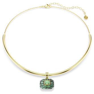 Swarovski Sublima Octagon Cut, Green, 18K Gold Finish Choker