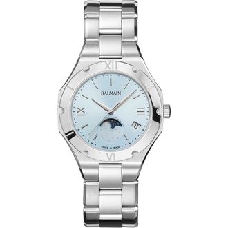 Balmain Be Balmain Moonphase Bracelet Watch, 33mm in Light Blue Stainless Steel at Nordstrom