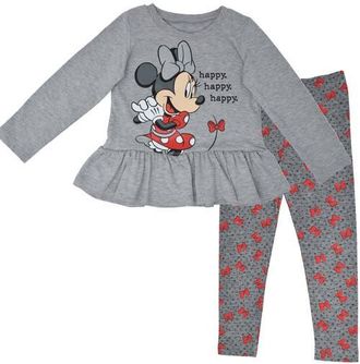 Disney Long Sleeve T-Shirt & Leggings Set in Grey Bows Peplum at Nordstrom, Size 10-12