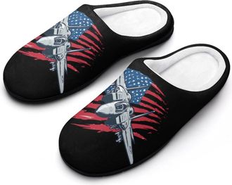 Generic Fighter Jet US Flag Plane Womens Slippers Winter Warm House Shoes Indoor Outdoor Hotel Slipper