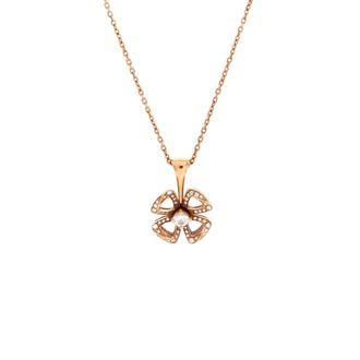 Bulgari Fiorever Pendant Necklace 18K Rose Gold with Diamonds