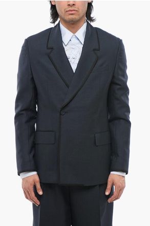 Dior Double-Breasted Wool Blazer with Satin Trim size 48