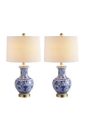 Jonathan Y Designs Jennifer 25.25 Ceramic/Metal LED Table Lamp, Blue/White at Nordstrom