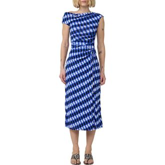 Diane Von F&uuml;rstenberg Wittrock One-Shoulder Dot Print Mesh Dress in Jelly Dot Aquarius at Nordstrom, Size Xx-Small