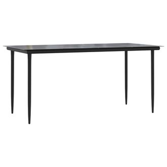 Berkfield Home Garden Dining Table Black 160x80x74cm Steel & Tempered Glass | Size: 160 x 80 x 74 cm