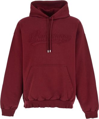 Balenciaga Maroon Relaxed Logo Hoodie