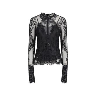 Blumarine Blusa Pizzo Ricamato - Dames - Blouses - Zwart - M - Overhemden