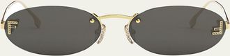 Fendi Embellished FF Oval Metal Sunglasses