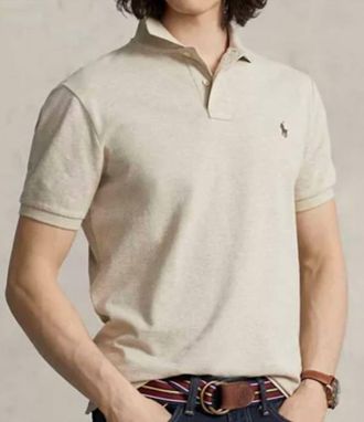 Polo Ralph Lauren Classic Fit Mesh Polo In Dune Heather