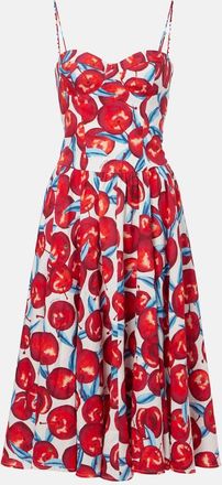 Farm Rio Printed linen-blend midi dress