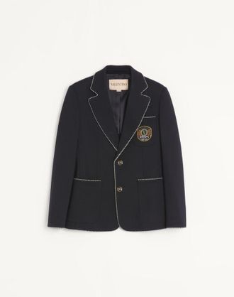 Valentino Giacca Monopetto Valentino In Lana Con Valentino Patch Uomo NERO 44