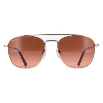 Serengeti Eyewear Aviator Unisex Shiny Rose Gold Mineral Drivers Gradient Carroll Metal - One Size