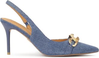 Kazar Blauwe denim stof slingback pumps. Dit product valt klein uit. - Dames - Pumps - Blauw - 37 EU - Denim - Schoenen