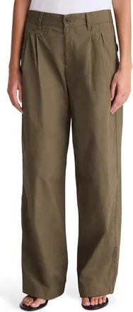 Madewell The Everyday Pleated Cotton Poplin Trousers in Faded Ivy at Nordstrom, Size 14