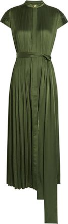 Joseph Phare Pliss&eacute; Belted Satin Midi Dress - Dark Green - 40 (UK12 / M)
