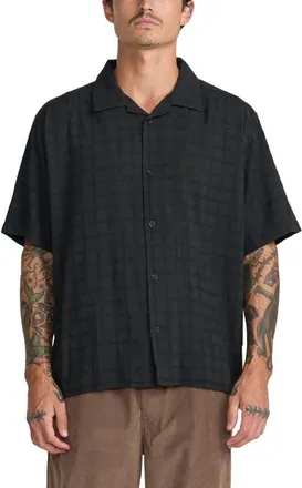 Rvca Vacancy Camp Shirt in Pirate Black at Nordstrom, Size Xx-Large