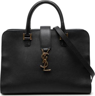 Saint Laurent Pre-owned Saint Laurent Small Leather Monogram Cabas Satchel Ladies OV6335TWCTPHN6A8