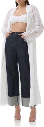 AFRM Earhart Lace Trench Coat in Bright White at Nordstrom Rack, Size Medium