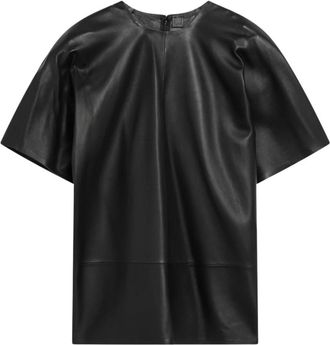 Toteme Cocoon Top - Dames - Blouses - Zwart - XS - Leer - Overhemden