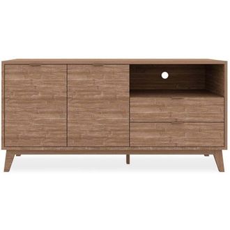 Calicosy Mueble De Tv 2 Puertas, 2 Cajones Y 1 Estante Decorativo De Madera L140 Cm - Budapest